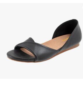 Maiyang Black Open Toe Soft Insole Slip on Flat Sandals Comfortable Shoes